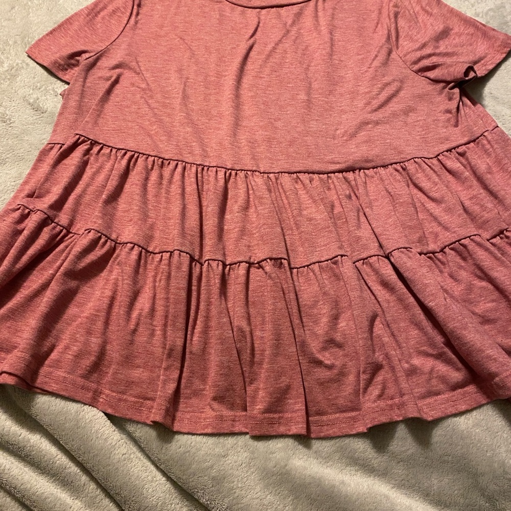 Pink Tiered Short Sleeve Top